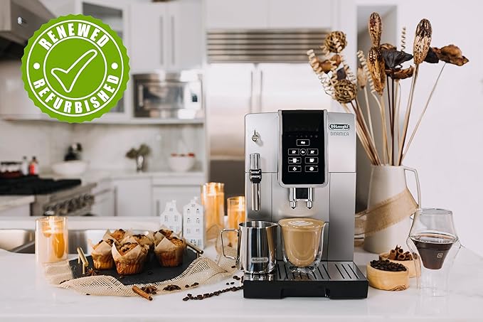 De'Longhi Dinamica Automatic Coffee & Espresso Machine (Silver with Premium Adjustable Frother) (Renewed)
