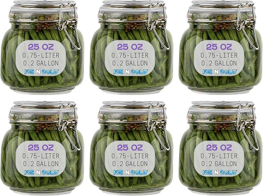 Airtight Glass Storage Jars with Clamp Lid – Food Storage Containers with Rubber Gasket Seal – Pantry & Kitchen Canisters for Dry Goods, Coffee, Sugar, Pasta – 0.4L to 2.2L Sizes (6, 25oz | 0.75L)