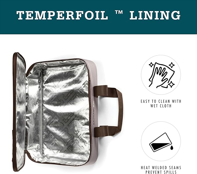 Rachael Ray Lugger Duo, Insulated Casserole Carrier for Hot or Cold Food, Thermal Lasanga Lugger Tote for Pockluck, Parties, Picnic, and Cookouts, Fits 9" x 13" Baking Dish, Sea Salt Grey