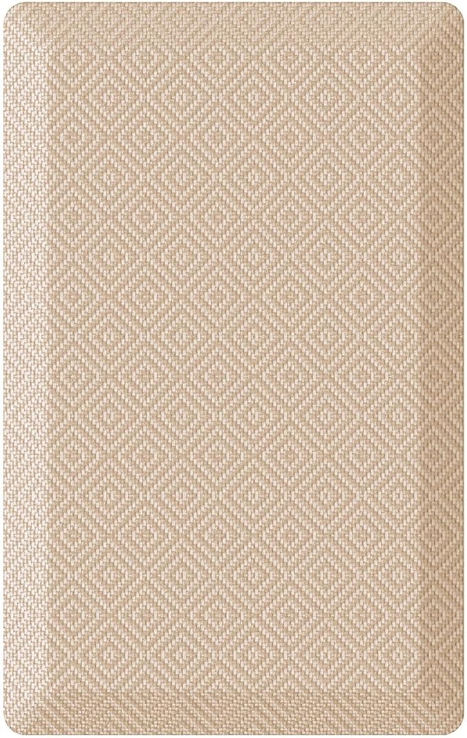 Ophanie Kitchen Mats for Floor, 3/4 inch Thick, 17x28 Anti Fatigue Cushioned Mat, Kitchen Rugs, Waterproof, Comfort Ergonomic Standing Mat for Office, Home, Sink, Beige Non-Slip Ridged Bottom