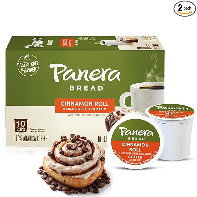 Panera Bread Cinnamon Roll Coffee Cups - Medium Roast Single Serve Pods, 100% Arabica, No Artificial Flavors, Bakery-Cafe Inspired, Keurig Compatible, 10 Single Serve Pods (1 Pack of 10)