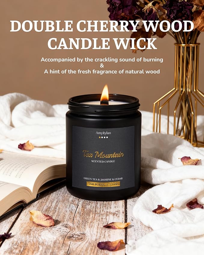 Scented Candle for Home, Wooden Wick Candle for Men, Masculine Candle 30oz Soy Wax, 220 Hours of Burn Time, Aromatherapy Gift for Boyfriend, Husband, Dad, Brother, Boss, A Thoughtful Gift, Pack of 4