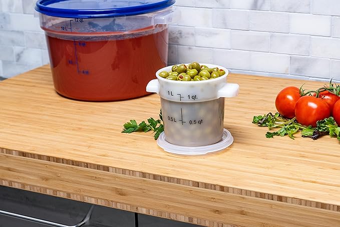 Carlisle FoodService Products Storplus Round Food Storage Container with Stackable Design for Catering, Buffets, Restaurants, Polyethylene (Pe), 1 Quart, White