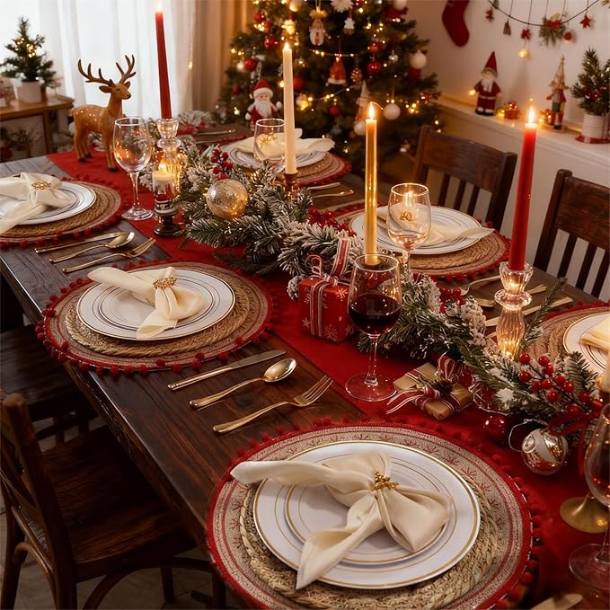 175PCS White and Gold Plastic Plates - Christmas Plates with Rolled Napkins for Party - 25Guest Disposable Dinnerware Sets for Party/Christmas/Wedding