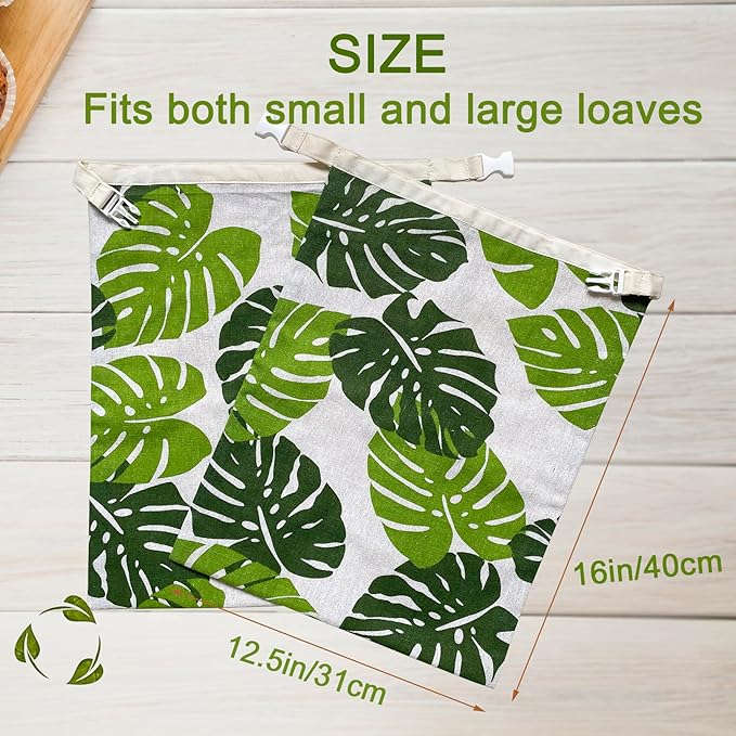 2 Pack Reusable Bread Bags for Homemade Bread - XL Cotton Beeswax Bags, Beeswax Sourdough Bag, Keep Your Loaf Fresh for Days - Easy to Clean Cotton Storage Bag