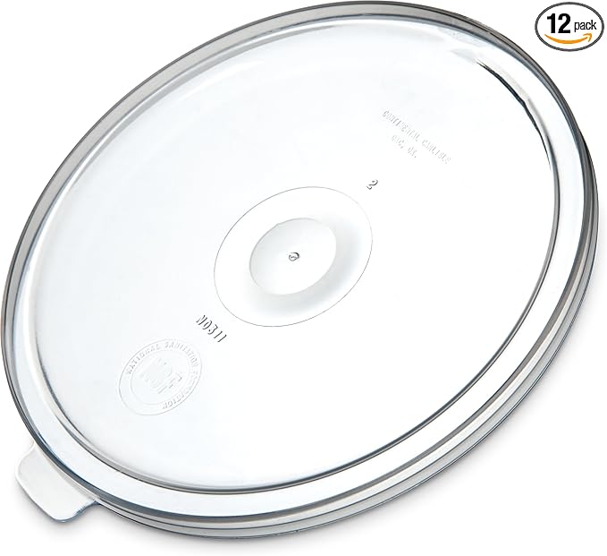Carlisle FoodService Products Replacement Lid Crock Lid for Kitchen, Restaurants, Home, Plastic, 1.2 Quarts, Clear, (Pack of 12)