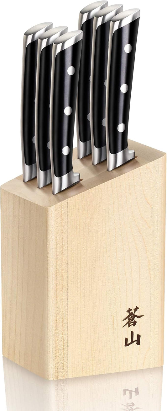 Cangshan TS Series 1022278 Swedish 14C28N Steel Forged 6-Piece Steak Knife Block Set, Maple