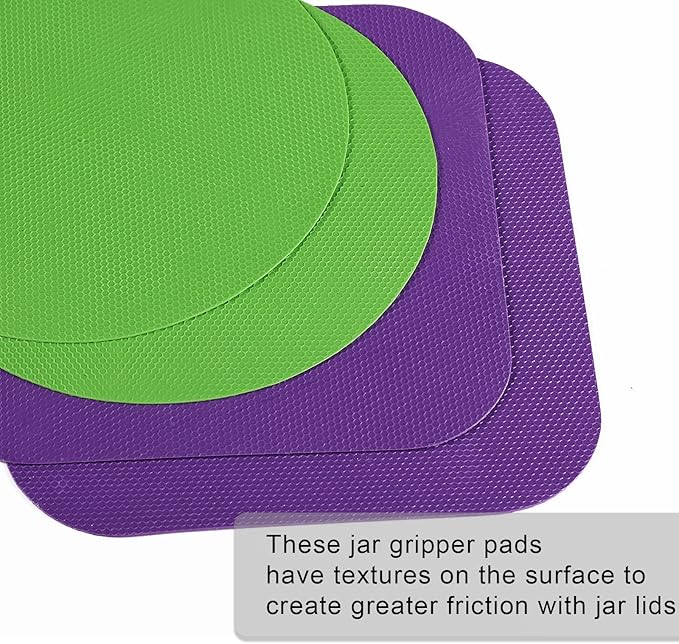 4pcs Jar Opener Gripper Pads, Rubber Jar Grippers Multi-function Jar Opener for Seniors with Weak Hands Kitchen Coasters (Green, Purple)