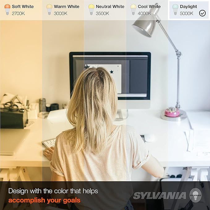 LEDVANCE Sylvania LED A19 Light Bulb, 60W Equivalent, Efficient 8.5, 10 Year, W, 5000K, 800 Lumens, Frosted, Daylight (74766) (Pack of 1, 24 Count Total)