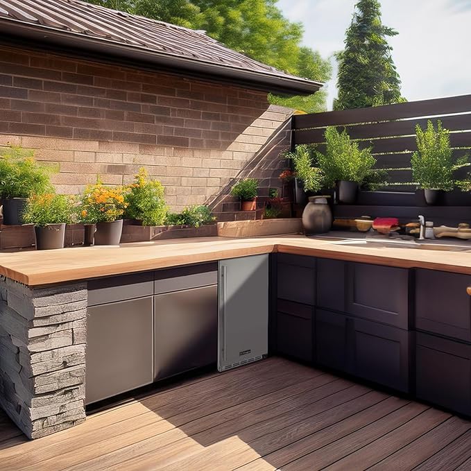 Kegco 15" Wide Built-In Outdoor Commercial Beverage Center with Solid Door HK-15BC-SS