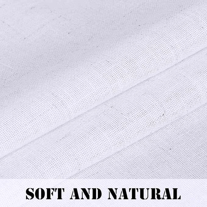 Linen Curtains Elegant Natural Linen Blended Curtains Energy Efficient Light Filtering / Rod Pocket Window Treatments Panels / Drapes for Livingroom (Set of 2, White, 52 inch W X 96 inch L)