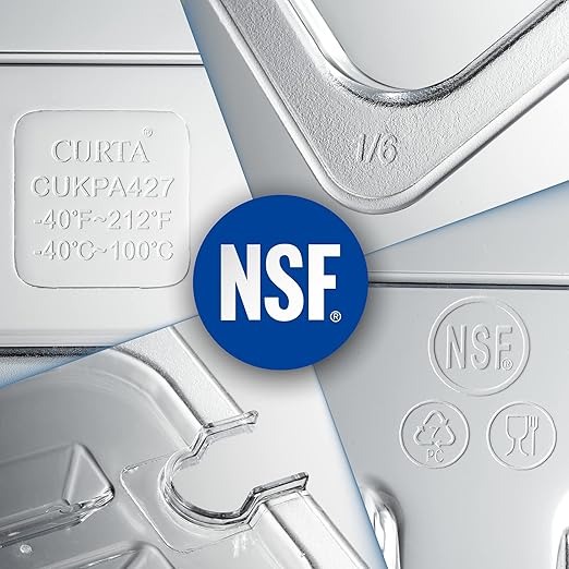 CURTA 6 Pack NSF Food Pan Cover, 1/2 Size Clear Polycarbonate Notched Lid with Handle for Commercial Food Pan, Dishwasher & Freezer Safe Plastic Clear