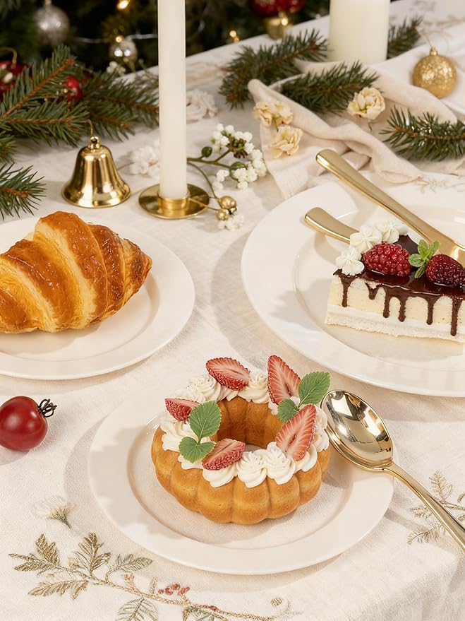 WDF 200PCS Ivory Plastic Plates - Elegant Ivory Disposable Plates for Party- Include 100 Dinner Plate 10’’ and 100 Plastic Dessert Plate 7’’ Perfect for Thanksgiving/Wedding/Party/BirthdayBaby Shower