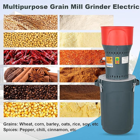 6.6 Gallons Corn Grinder Mill, Dry Grain Mill Grinders Electric, Farm Home Wheat Grinder for Spice Rice Feed Flour Cereals, 7 Sizes Sieves (25L)
