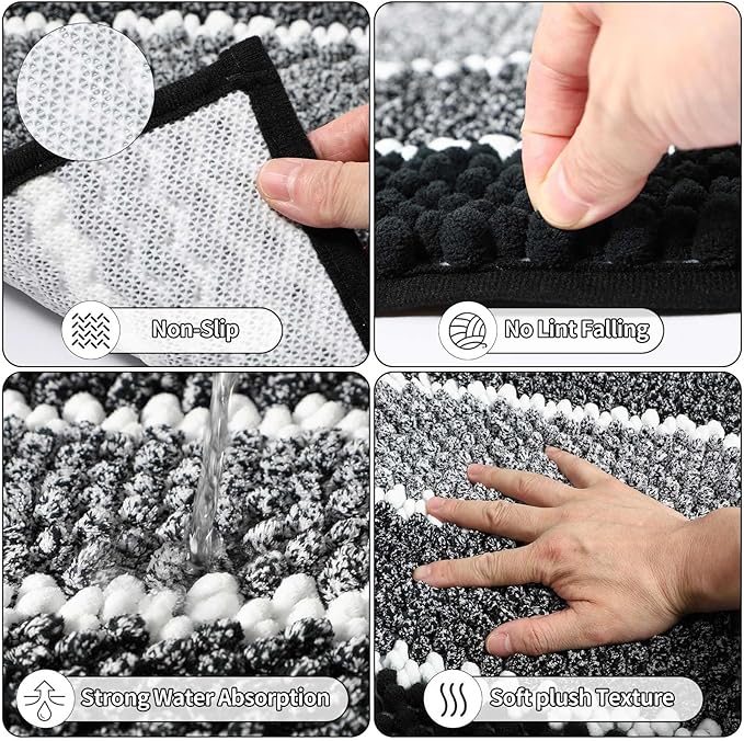 Bathroom Sets with Shower Curtain and Rugs and Accessories, Glass Bathroom Accessories Set Clear Bathroom Set Bathroom Sets, Black Bath Mat and Diamond Soap Dispenser for Bathroom Decor