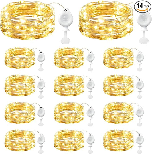 Brightown 14 Pack LED Fairy Lights Battery Operated String Lights, 7ft 20LED Waterproof Silver Wire Twinkle Lights, Firefly Starry Moon Lights for Mason Jars DIY Christmas Wedding Party Bedroom