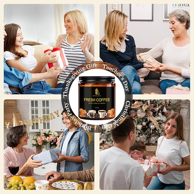 Fresh Coffee Scented Candle, 12oz 60 Hour Long Lasting Candles, Large 3 Wick Natural Soy Candles for Home Scented, Candle Gifts for Women Men