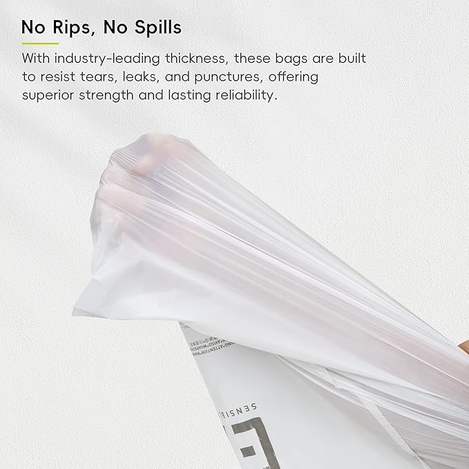 EKO 21 Gallon / 50-90 Liter, 60 Count Drawstring Trash Bags, Extra-Strong Garbage Bags, Lavender Scent with Continuous Odor Control, Easy-Dispense Roll for Kitchen and Household Use, Code G, White