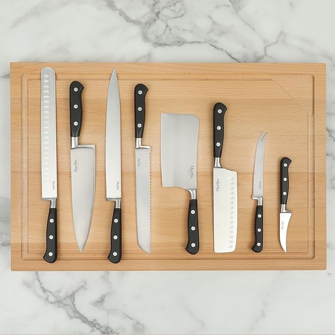 Martha Stewart Carverton 6" Cleaver Knife, High Carbon Stainless Steel Kitchen Knives w/Black Triple Riveted Handle