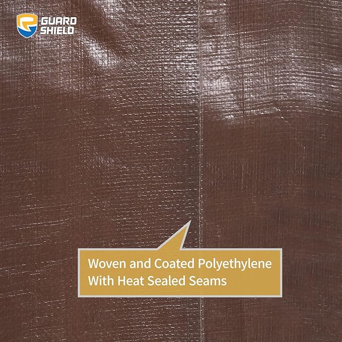 GUARD SHIELD Tarps Heavy Duty Waterproof 10x20 Feet Brown/Silver Poly Tarp Cover Outdoor Thick UV Resistant Tarpaulin with Grommets 10mil (2-Pack)