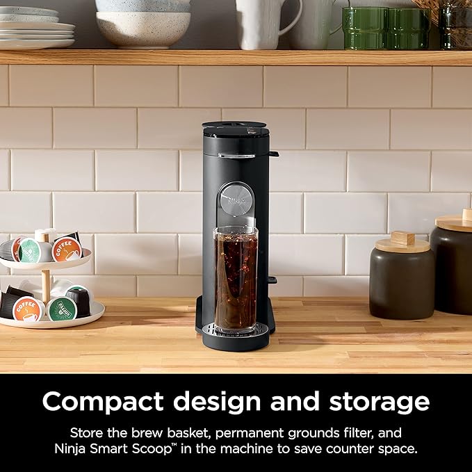 Ninja PB040C Single Server Coffee Maker, Compatible with 62oz K-Cup Pods, Iced Coffee Reservoir, Black