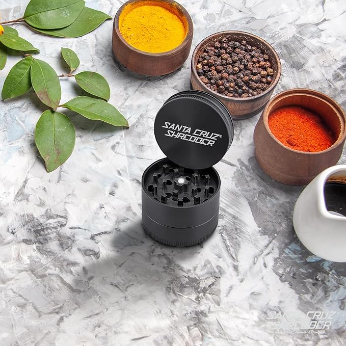 Santa Cruz Shredder Metal Spice Grinder Made in USA (Medium (2.2 Inch), Black)