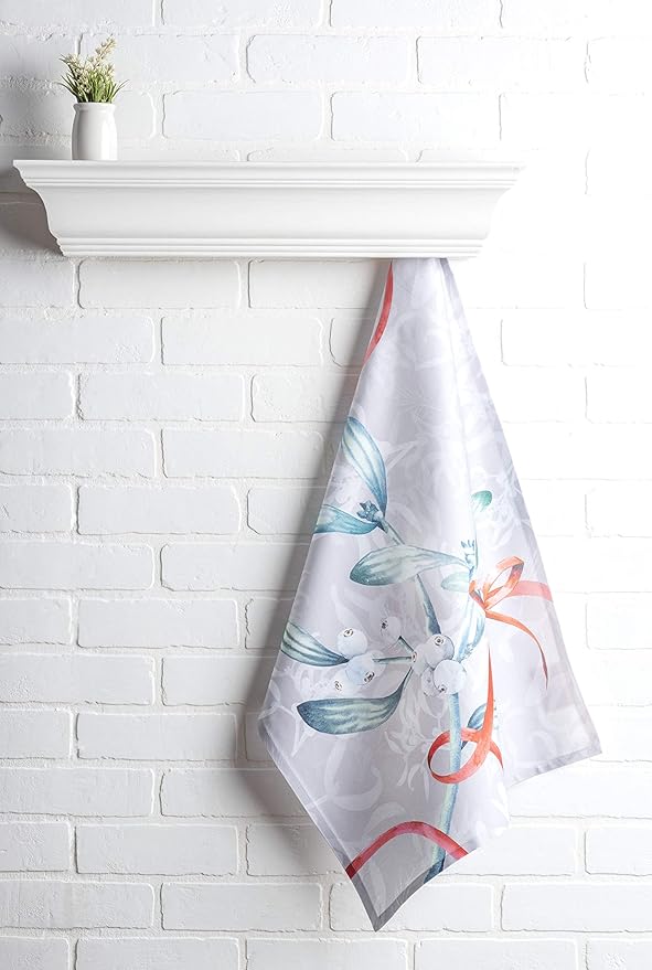 Maison d' Hermine Kitchen Towels Set of 3 100% Cotton 20" x 27.5" Reusable Cloth Tea Dish Towels Absorbent with Hanging Loop for Kitchen Dining Thanksgiving Christmas Decorations (Enora)