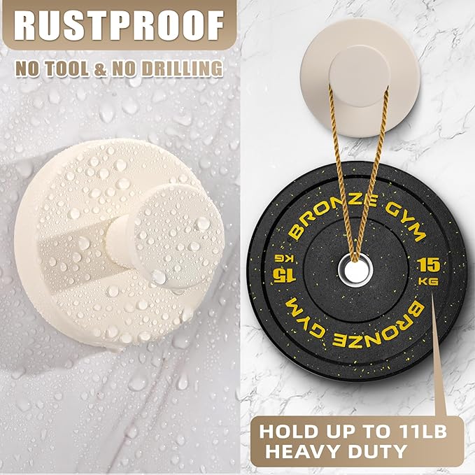 Suction Cup Hooks for Shower No-Drill Bathroom Hooks for Towels, Robes, Loofah Mountable on Bathroom Walls, Kitchen, Glass, Mirrors, Tile and Smooth,Non-Porous Surfaces (2, Milk White)