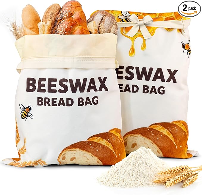 OHIYO Beeswax Bread Bags for Homemade, Reusable Natural Beeswax Sourdough Bread Bags Freshness Keeper for Homemade, Bakery Essentials (2 Pack)