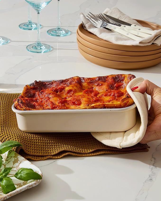Caraway Nonstick 9” x 6.5” Small Rectangle Baking Pan – Non-Toxic, PTFE & PFOA Free – Aluminized Steel Core – Deep Ceramic Baking Pan for Casseroles, Lasagna & More - Slate