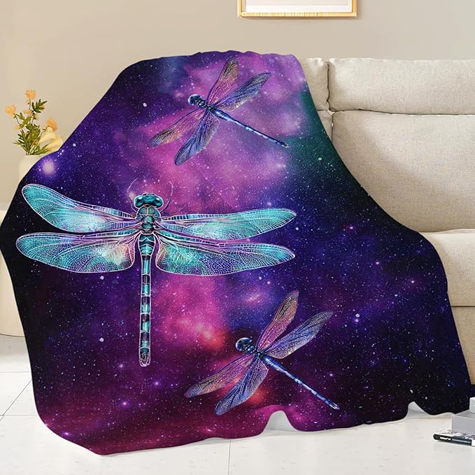 Dragonfly Blanket Gifts for Girls Boys Dragonfly Lovers Throw Blankets Cozy Plush Fleece Flannel Fuzzy for Women Men Decor 60"X50"