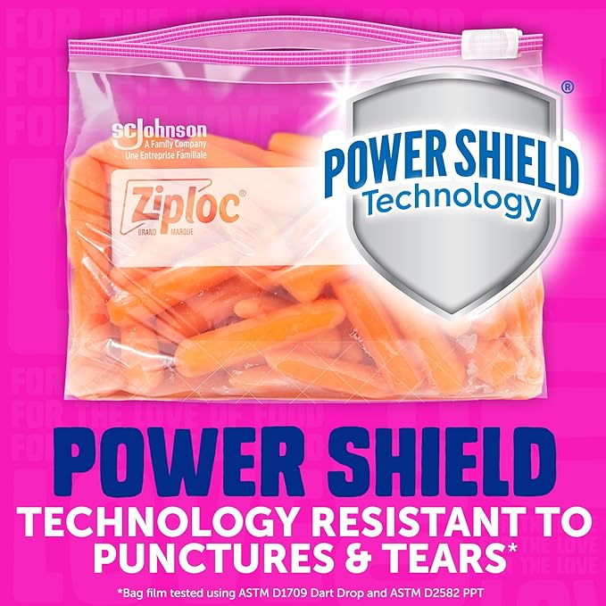 Ziploc Quart Food Storage Bags, Stand-Up Bottom, Easy to Fill, 100 Count (Packaging May Vary)