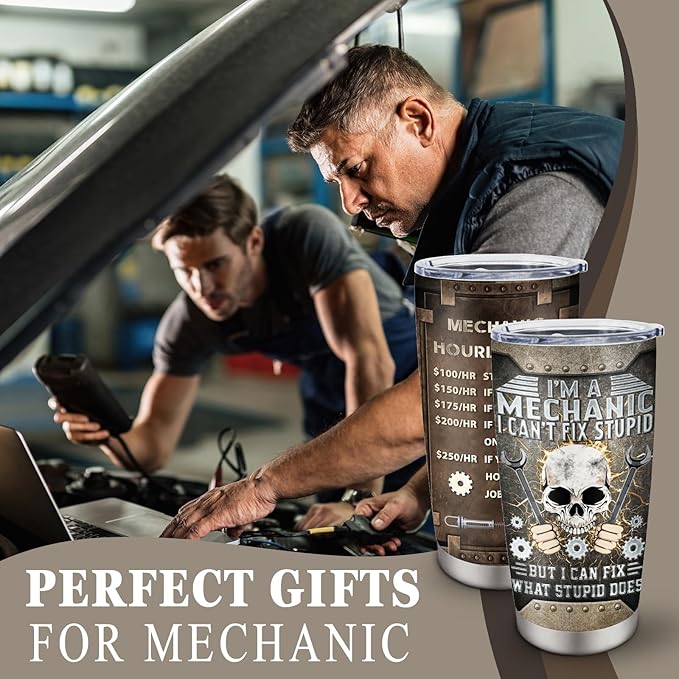 Mechanic Gifts Tumbler 20oz, Mechanic Gifts for Men, Mechanic Dad/Son/Husband Gift on Fathers Day/Christmas/Thanksgiving Day, Gift for Mechanics Men