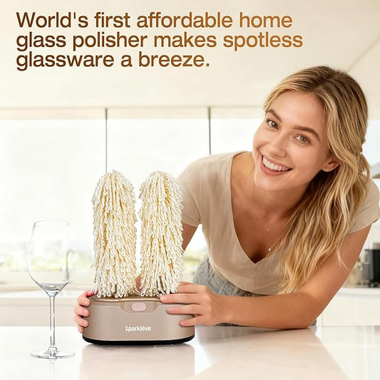 Home Glassware Polisher, World's First Affordable Spinning Glass Polisher, 600 RPM Dries and Polishes, All Glasses, Wine, Bar, Drinking, For Sparkling Glassware, Champagne, Premium Painted