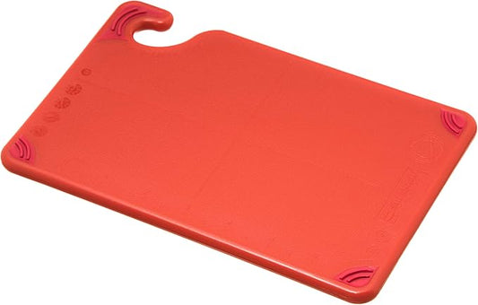 San Jamar Saf-T-Grip Plastic Cutting Board with Safety Hook, 6" x 9" x 0.375", Red, (Pack of 6)
