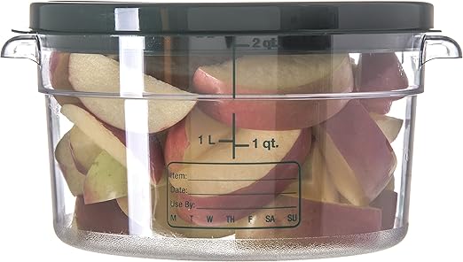 Carlisle FoodService Products Storplus Round Food Storage Container with Stackable Design for Catering, Buffets, Restaurants, Polycarbonate (Pc), 2 Quart, Clear, (Pack of 12)