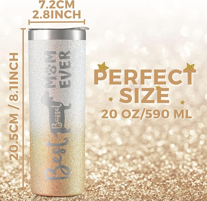 Onebttl Basset Hound Gifts, Gifts for Basset Mom on National Hug Your Hound Day, Birthday and Christmas, 20 oz Insulated Stainless Steel Tumbler - Best Basset Mom Ever Golden Glitter