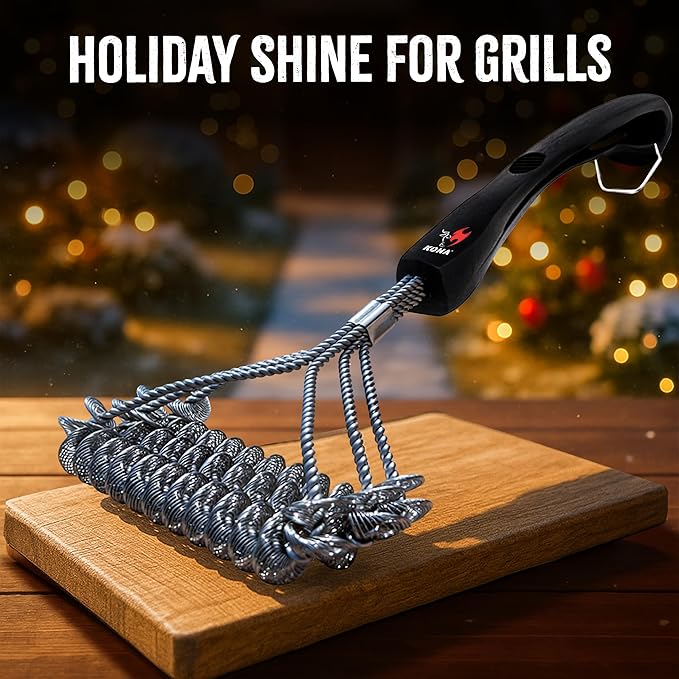 Kona Safe/Clean Grill Brush - Bristle Free BBQ Grill Brush for Outdoor Grill- 100% Rust Resistant Stainless Steel Barbecue Grill Cleaner - Safe for Porcelain, Ceramic, Steel, Cast Iron, Grilling Gift