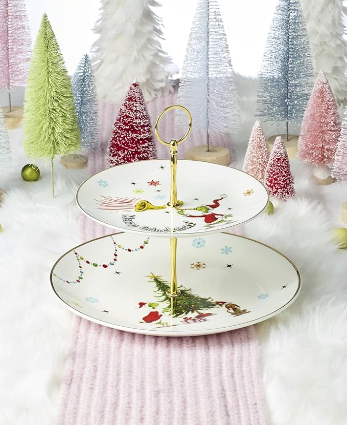 Lenox 897085 Merry Grinchmas Dinnerware 2-Tiered Server, Christmas & Holiday Hosting