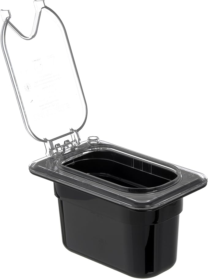 Carlisle FoodService Products Storplus Food Storage Container Food Pan, Chafing Pan for Catering, Buffets, Restaurants, Polycarbonate (Pc), 1/9 Size 4 Inches Deep, Black, (Pack of 6)