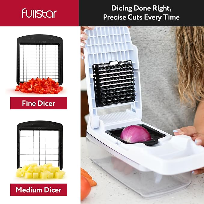 Fullstar Vegetable Chopper & Mandoline Slicer for Kitchen - Food Chopper with Container, Cheese Grater, Home Essentials & Kitchen Gadgets (Lite - 9 in 1)