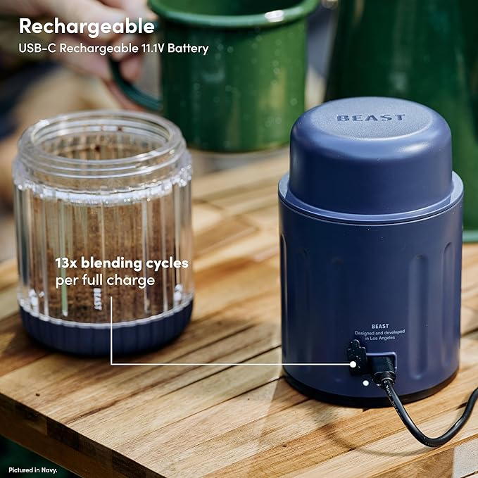 Beast GO Cordless, Premium Portable Blender for Shakes & Smoothies, 22oz Blending Vessel, Blends Ice & Frozen Fruit, Rechargeable USB-C Battery, Drinking Lid and Straw System (Terra)
