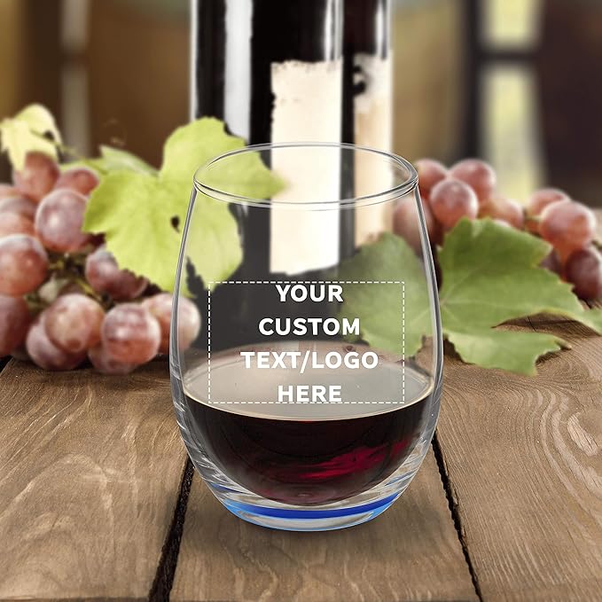 Custom Stemless Wine Glasses by ARC 5.5 oz. Set of 100, Personalized Bulk Pack - Perfect for Hotel, Bar, Restaurant or Lounge - Blue