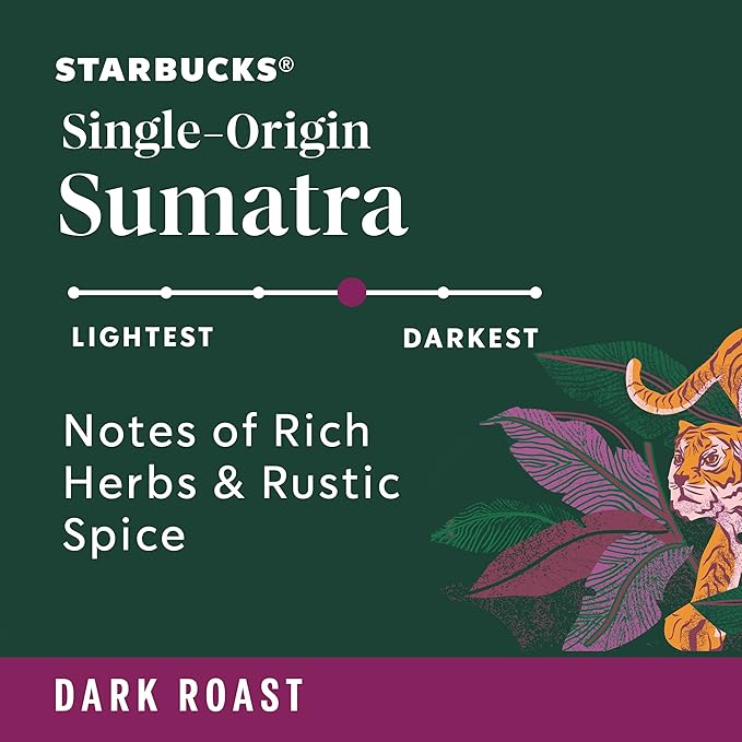 Starbucks Ground Coffee, Dark Roast Coffee, Sumatra, 100% Arabica, 6 bags (18 oz each)
