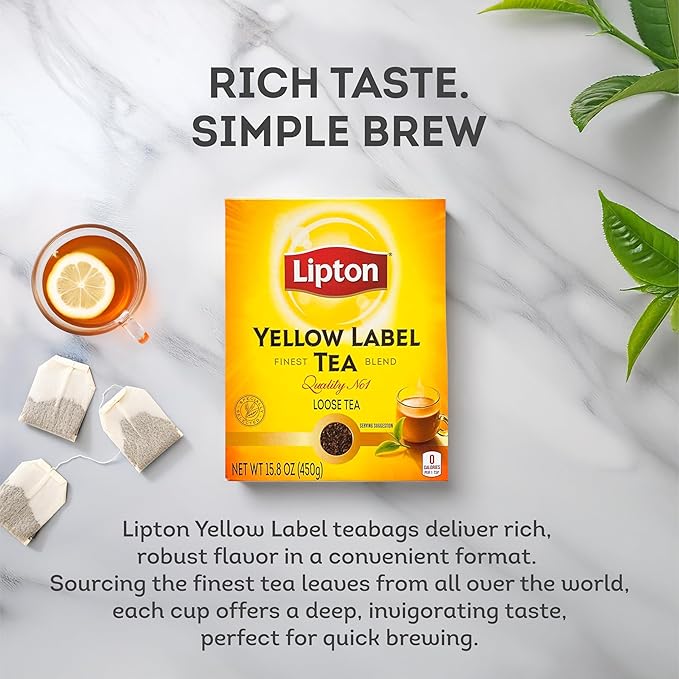 Lipton Yellow Label Finest Blend | Loose Tea | Premium Tea | Compatible for Everyday Use | Suitable for Chai Lovers | 450 Grams (Pack of 6)