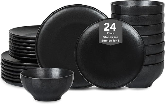 Stone Lain Rio 24-Piece Dinnerware Set Stoneware, Black