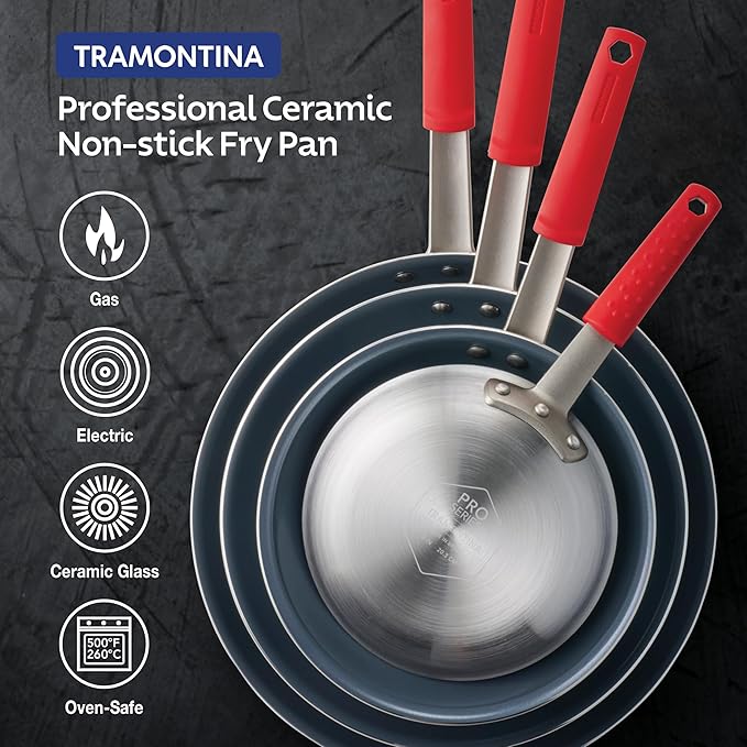 Tramontina Professional 14-Inch Ceramic Non Stick Extra Large Frying Pan, Heavy-Gauge Aluminum Skillet with Nonstick Coating, Dishwasher and Oven Safe, Gray