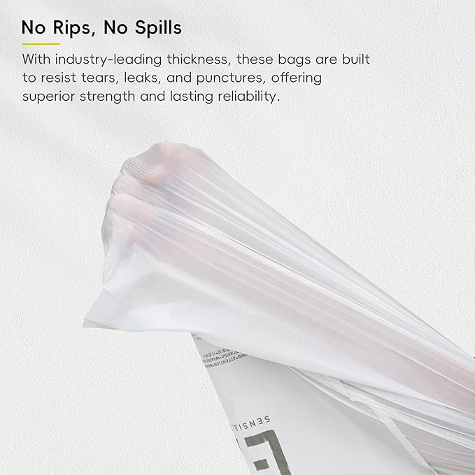 EKO 10.6 Gallon / 35–40 Liter Drawstring Trash Bags, 60 Count Heavy-Duty Tall Kitchen Garbage Can Liners, Extra-Strong Leak-Resistant, Unscented, White, Code M