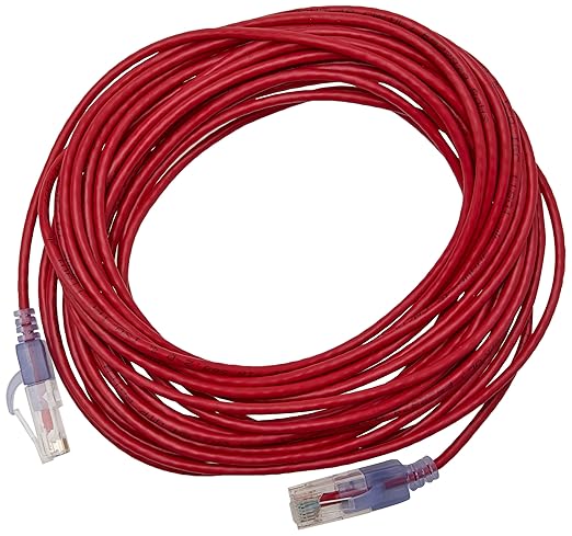 Monoprice Cat6A Ethernet Network Patch Cable - 25 Feet - Red | 10-Pack, 10G - SlimRun Series