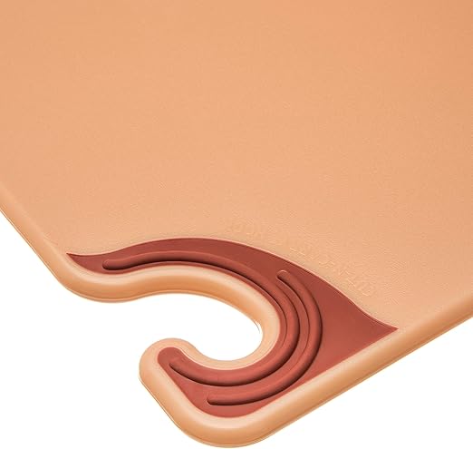 San Jamar Saf-T-Grip Plastic Cutting Board with Safety Hook, 15" x 20" x 0.5", Brown
